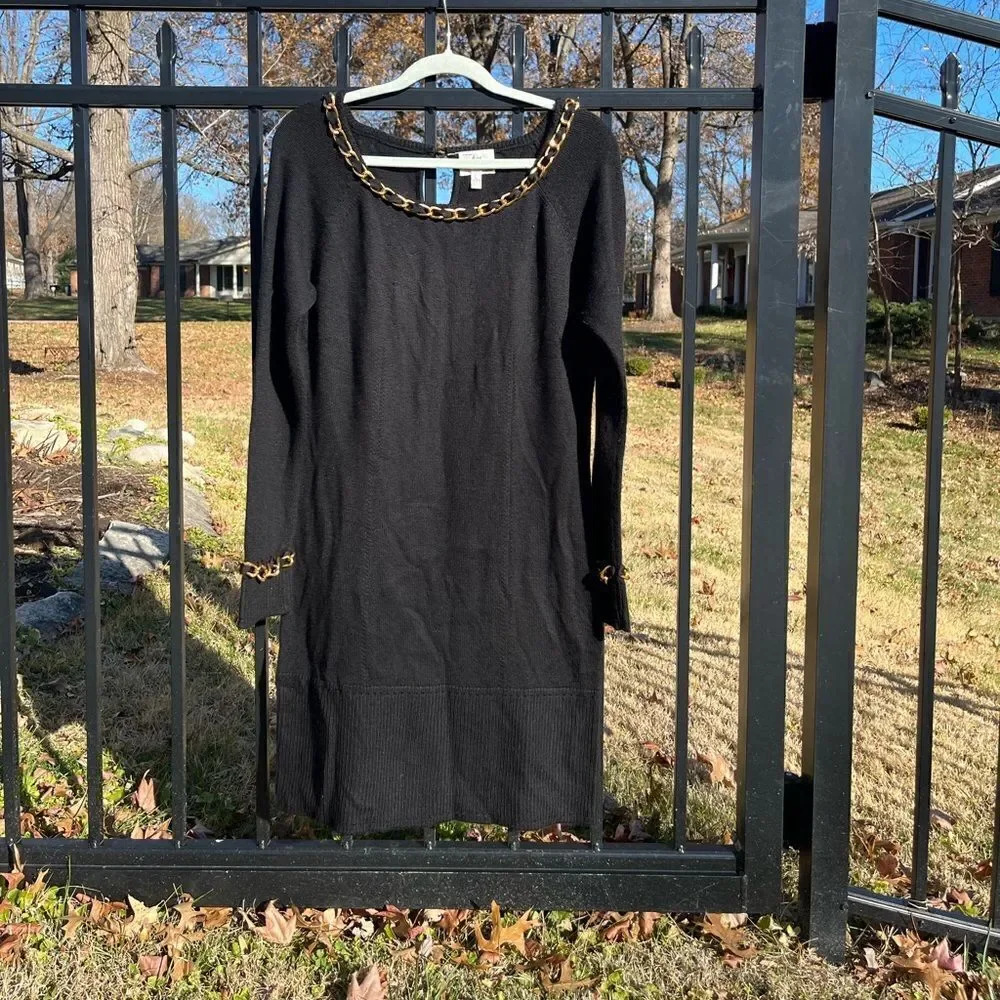 Milly Gold Chain Cashmere Sweater Dress